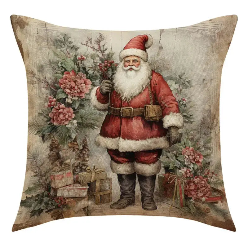 Vintage christmas snowman deer pillowcase set living room decor