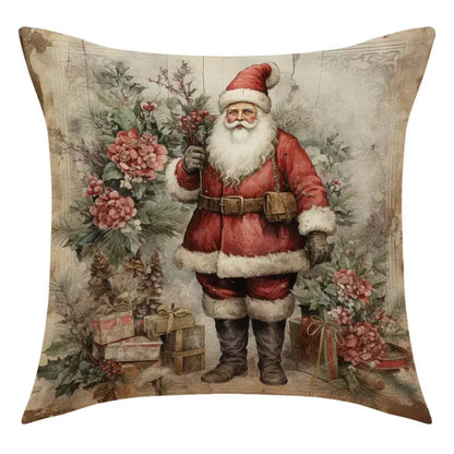 Vintage christmas snowman deer pillowcase set living room decor