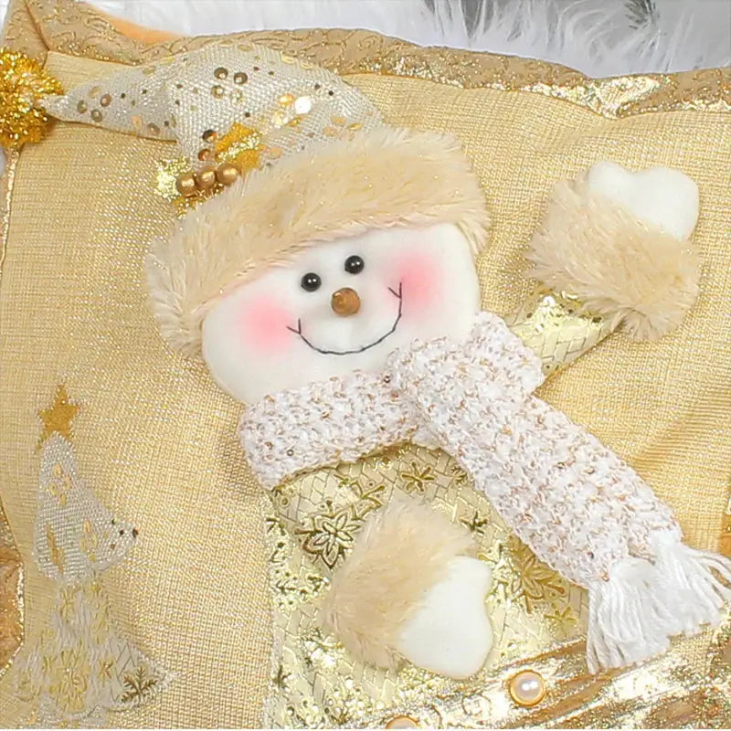 Festive gold embroidered pillowcase living room holiday decor