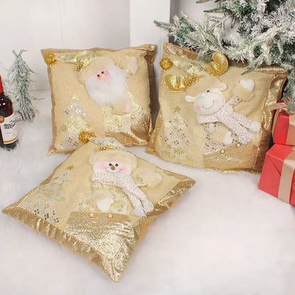 Festive gold embroidered pillowcase living room holiday decor