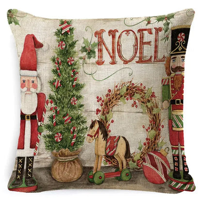 Vintage santa claus and snowman pillow cover living room decor