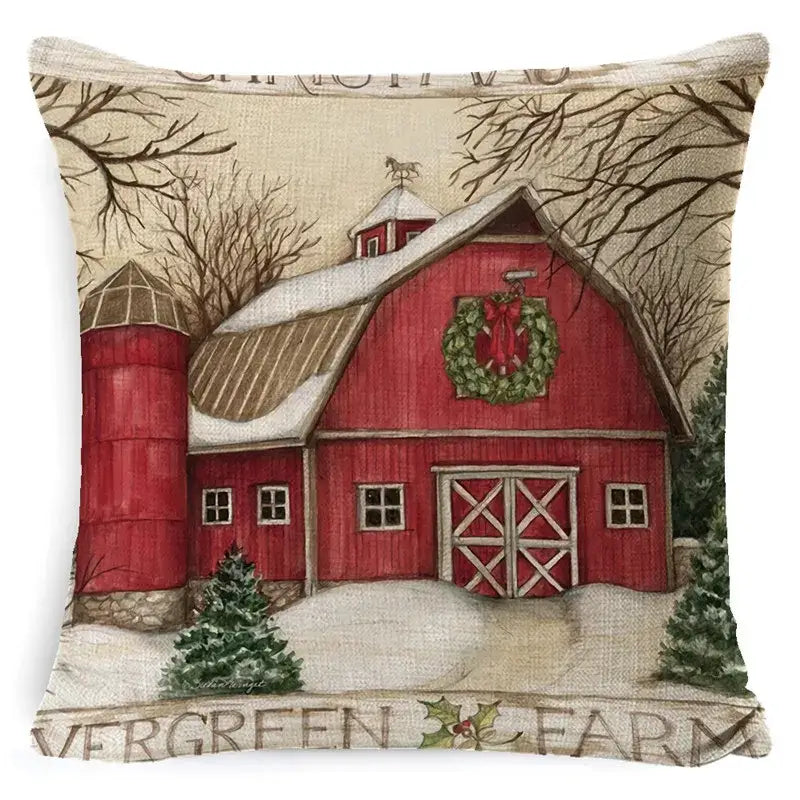 Vintage santa claus and snowman pillow cover living room decor
