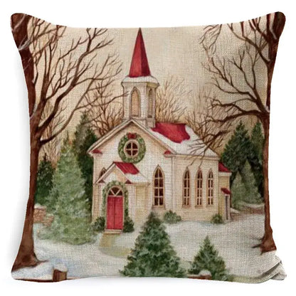 Vintage santa claus and snowman pillow cover living room decor