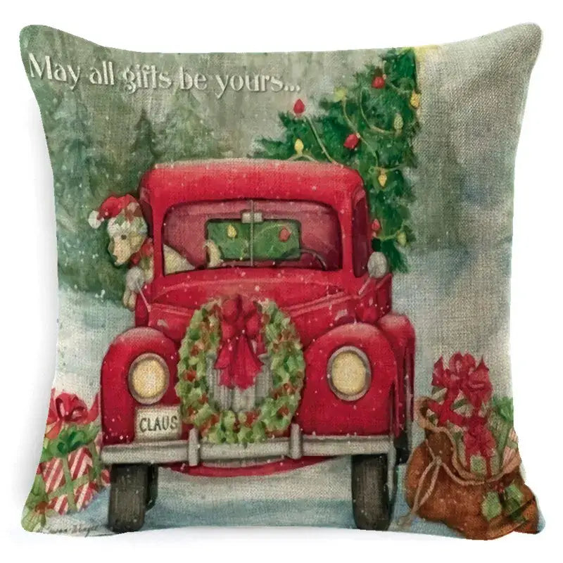 Vintage santa claus and snowman pillow cover living room decor