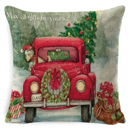 Vintage santa claus and snowman pillow cover living room decor