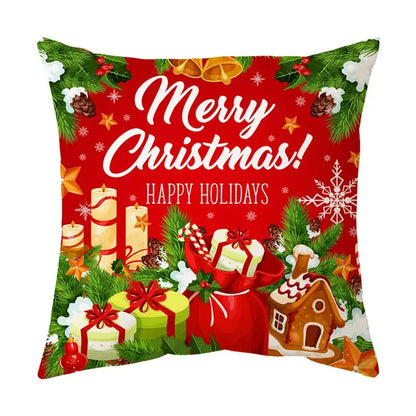 Festive red santa claus christmas sofa pillow cover living room decor