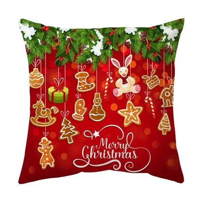 Festive red santa claus christmas sofa pillow cover living room decor