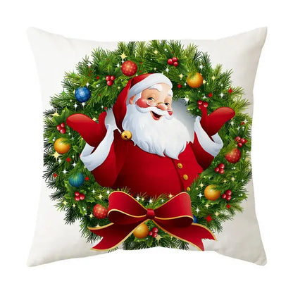 Festive red santa claus christmas sofa pillow cover living room decor