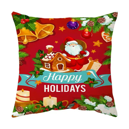Festive red santa claus christmas sofa pillow cover living room decor