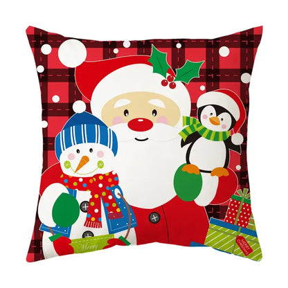 Festive red santa claus christmas sofa pillow cover living room decor