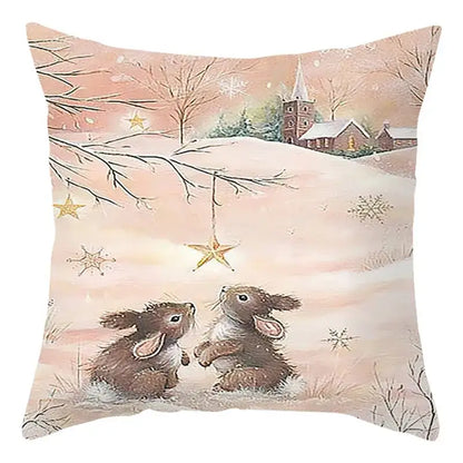 Winter woodland christmas soft plush cushion cover bedroom decor