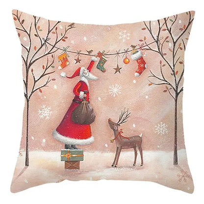Winter woodland christmas soft plush cushion cover bedroom decor