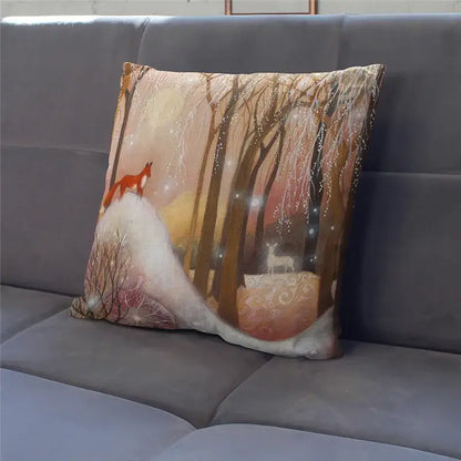 Winter woodland christmas soft plush cushion cover bedroom decor