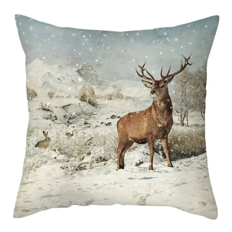 Winter woodland christmas soft plush cushion cover bedroom decor