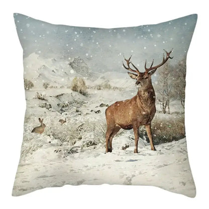 Winter woodland christmas soft plush cushion cover bedroom decor
