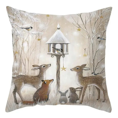 Winter woodland christmas soft plush cushion cover bedroom decor