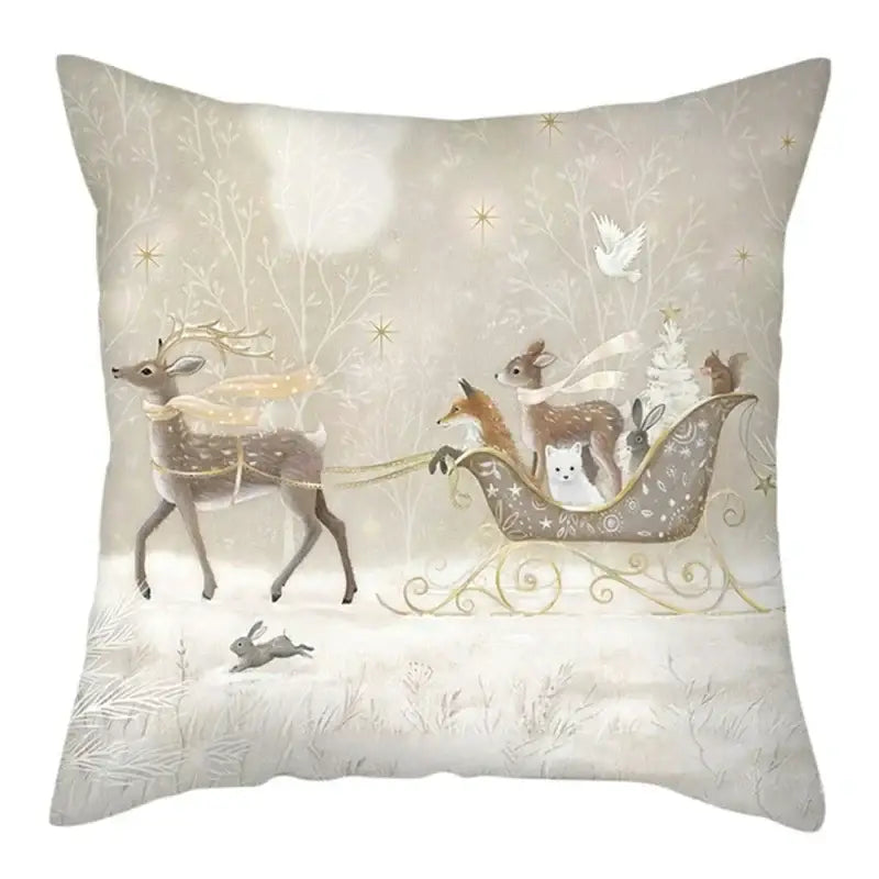 Winter woodland christmas soft plush cushion cover bedroom decor