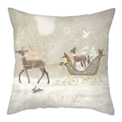 Winter woodland christmas soft plush cushion cover bedroom decor