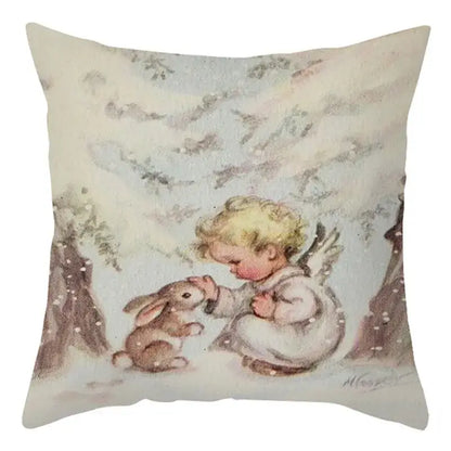Winter woodland christmas soft plush cushion cover bedroom decor