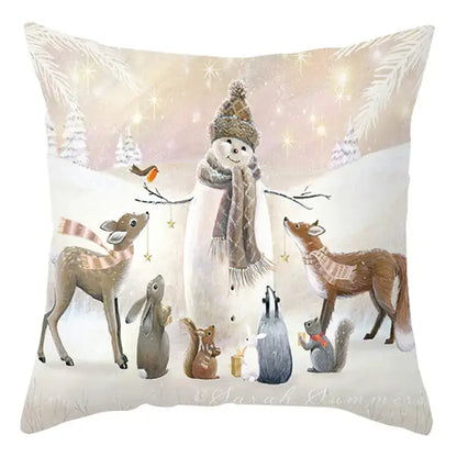Winter woodland christmas soft plush cushion cover bedroom decor