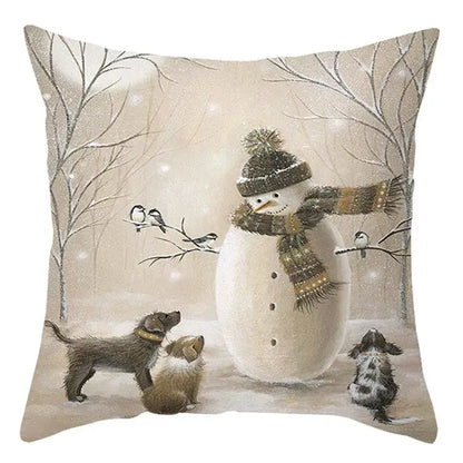 Winter woodland christmas soft plush cushion cover bedroom decor