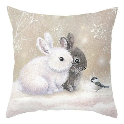Winter woodland christmas soft plush cushion cover bedroom decor