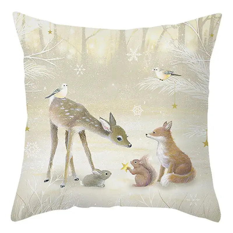 Winter woodland christmas soft plush cushion cover bedroom decor