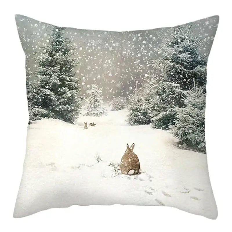 Winter woodland christmas soft plush cushion cover bedroom decor