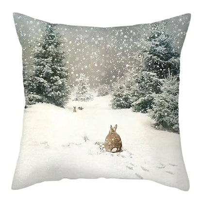 Winter woodland christmas soft plush cushion cover bedroom decor