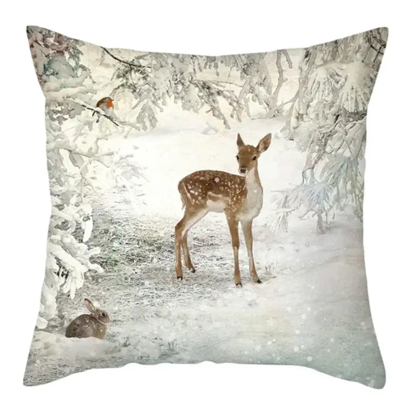 Winter woodland christmas soft plush cushion cover bedroom decor
