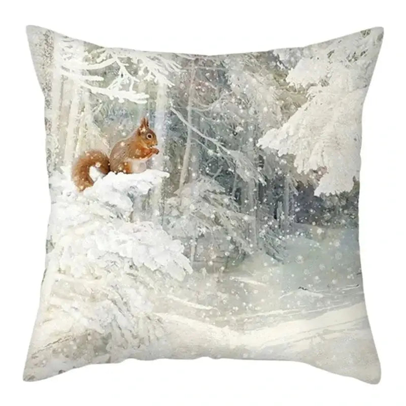 Winter woodland christmas soft plush cushion cover bedroom decor