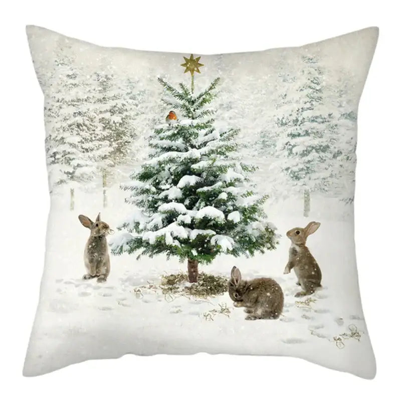 Winter woodland christmas soft plush cushion cover bedroom decor