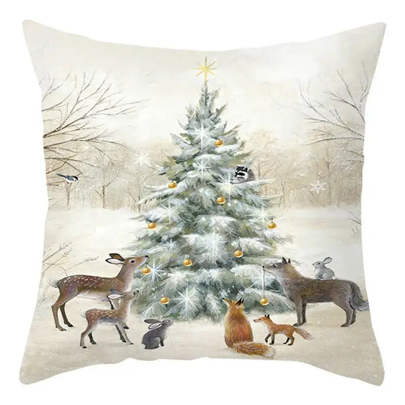 Winter woodland christmas soft plush cushion cover bedroom decor