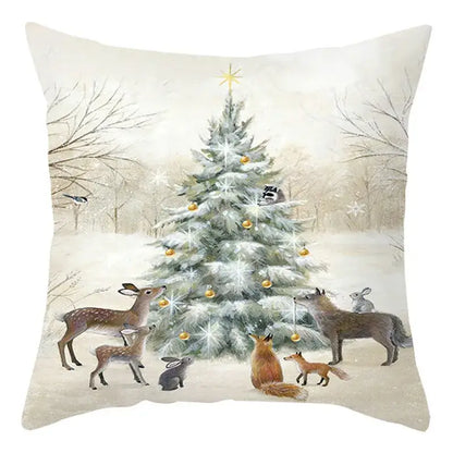 Winter woodland christmas soft plush cushion cover bedroom decor