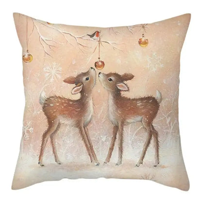 Winter woodland christmas soft plush cushion cover bedroom decor