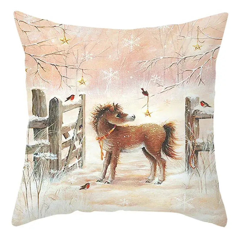 Winter woodland christmas soft plush cushion cover bedroom decor