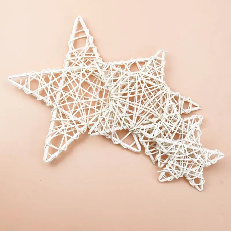 White woven rattan star wreath home decoration bedroom diy plant