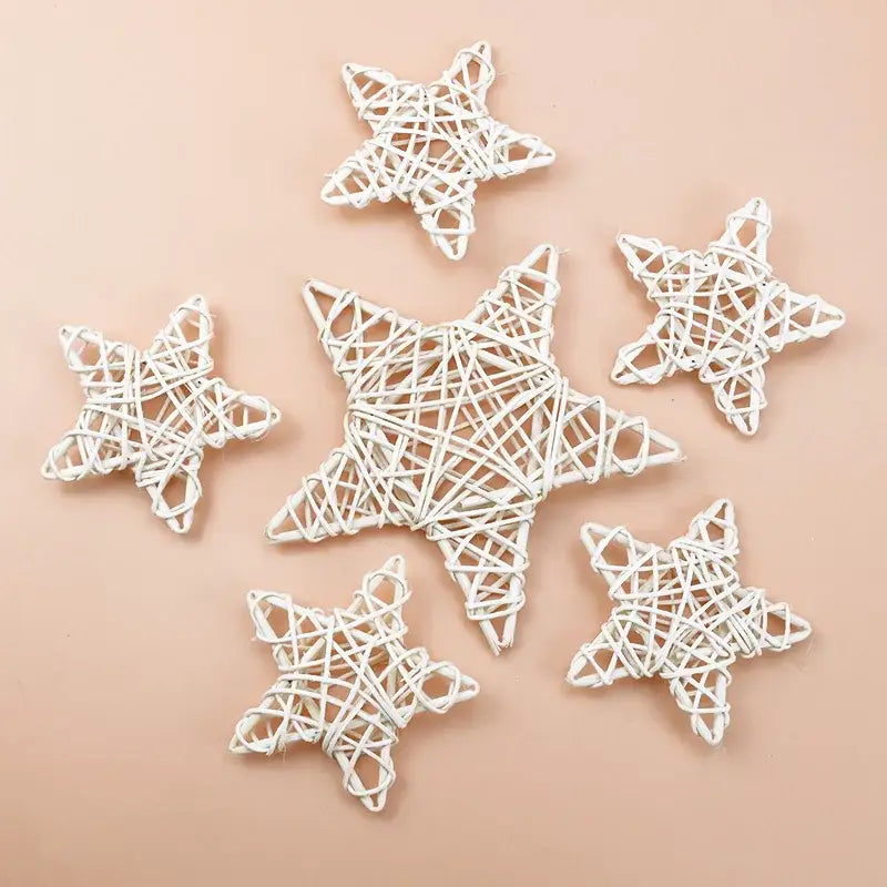 White woven rattan star wreath home decoration bedroom diy plant