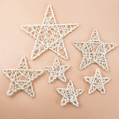White woven rattan star wreath home decoration bedroom diy plant