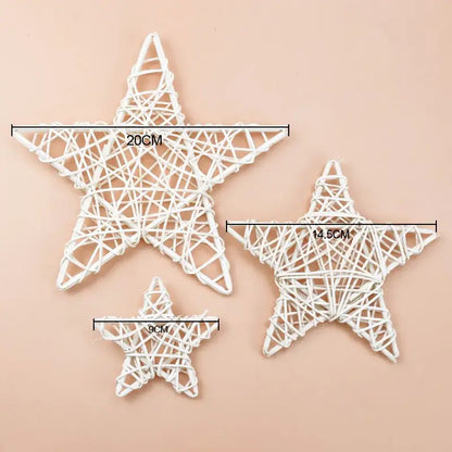 White woven rattan star wreath home decoration bedroom diy plant