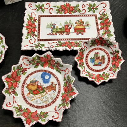 Festive red & green christmas tableware dining room ceramic set