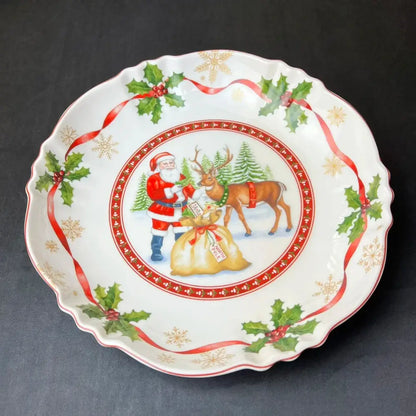 Festive red & green christmas tableware dining room ceramic set