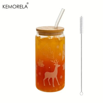christmas glass beer can mug with lid kitchen drinkware