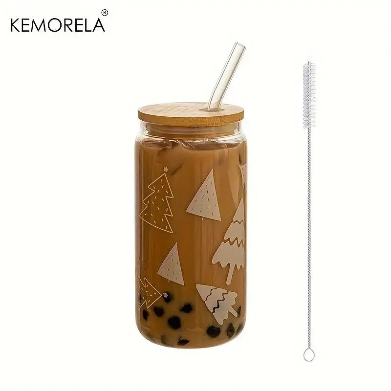 christmas glass beer can mug with lid kitchen drinkware