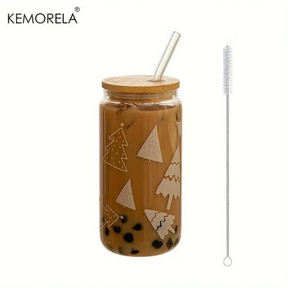 christmas glass beer can mug with lid kitchen drinkware