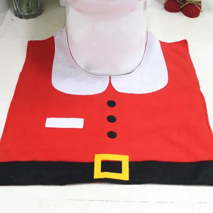 Red santa claus christmas toilet decoration set bathroom plush fabric
