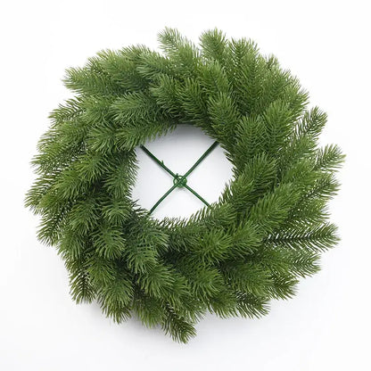 Green artificial pine christmas tree wreath living room wire frame