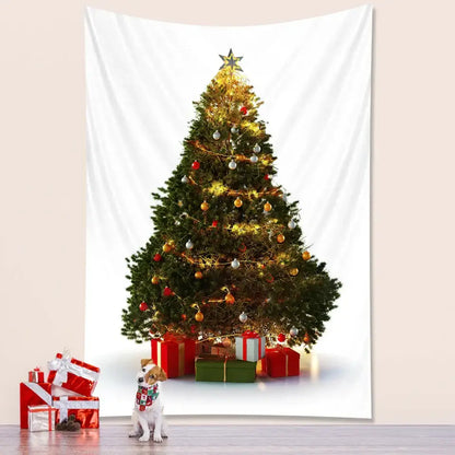 Bohemian snow dusted christmas tree tapestry bedroom decor