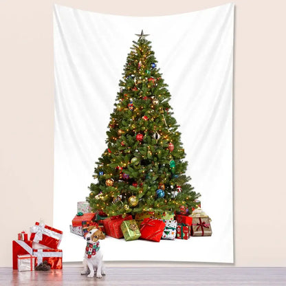Bohemian snow dusted christmas tree tapestry bedroom decor