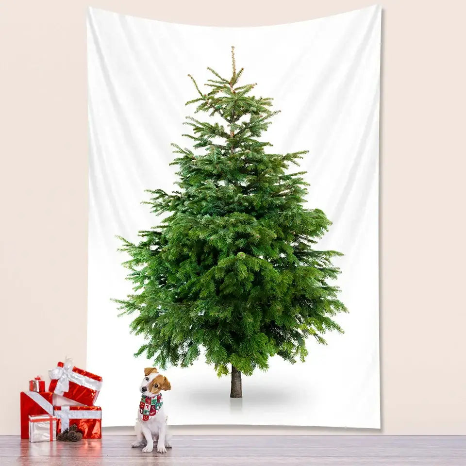 Bohemian snow dusted christmas tree tapestry bedroom decor